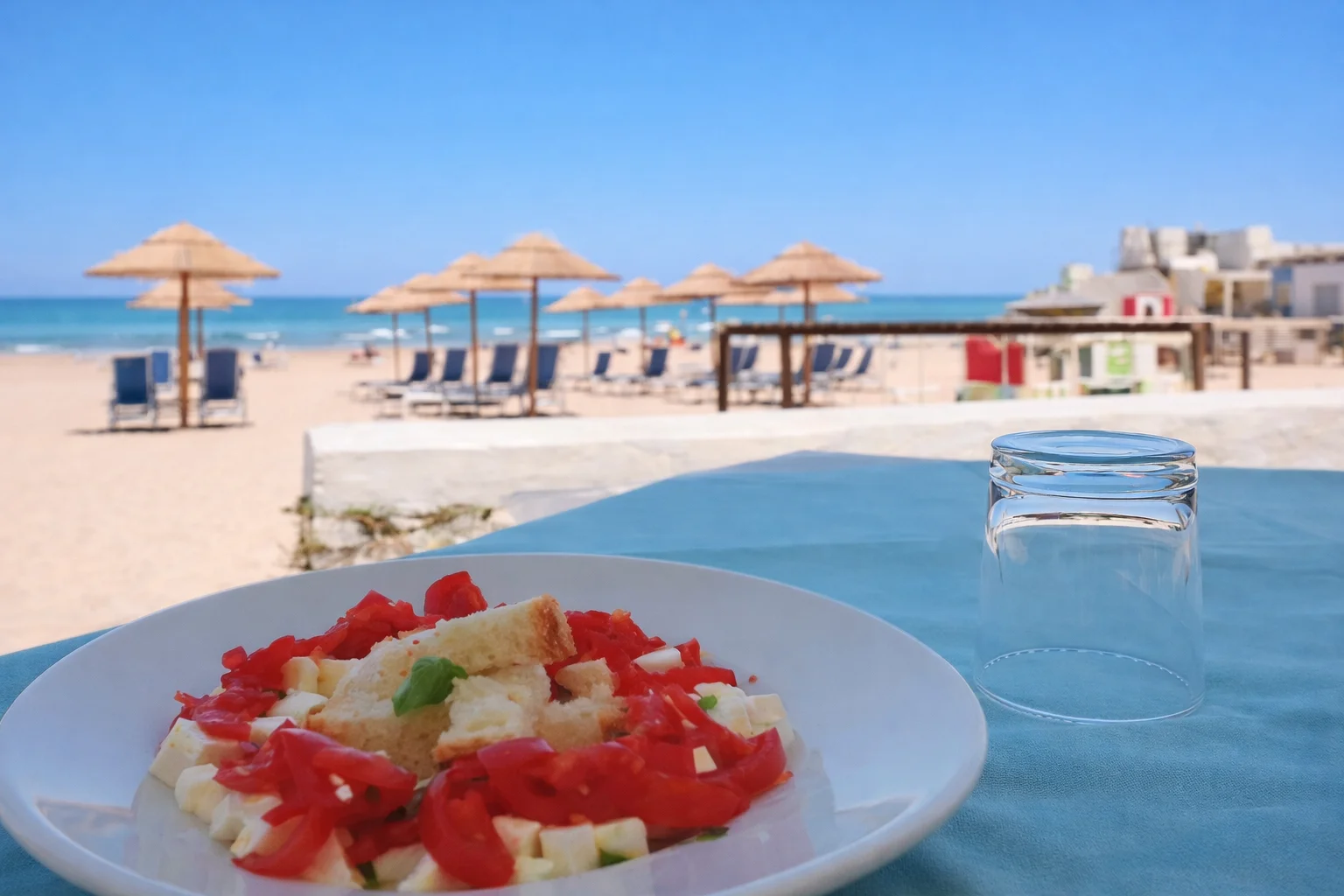 Pranzo al ristorante sulla spiaggia del Vieste Marina con vista mare nel Gargano